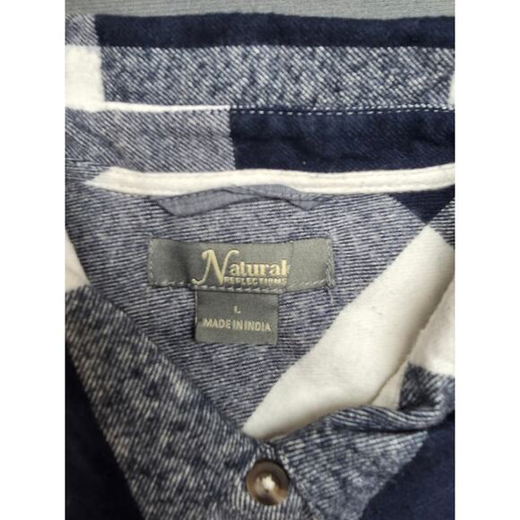Natural Reflections Womens Large Soft Flannel Shirt Blue White Plaid - Picture 2 of 6